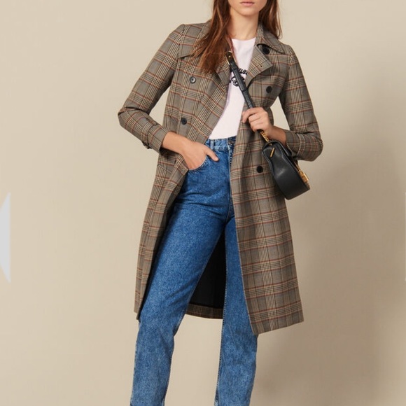 sandro check coat